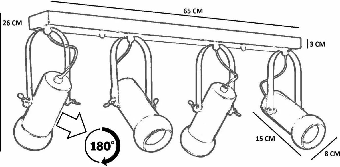 Llambë tavani Opviq, metal e dru, e zezë dhe arre, 8999-6