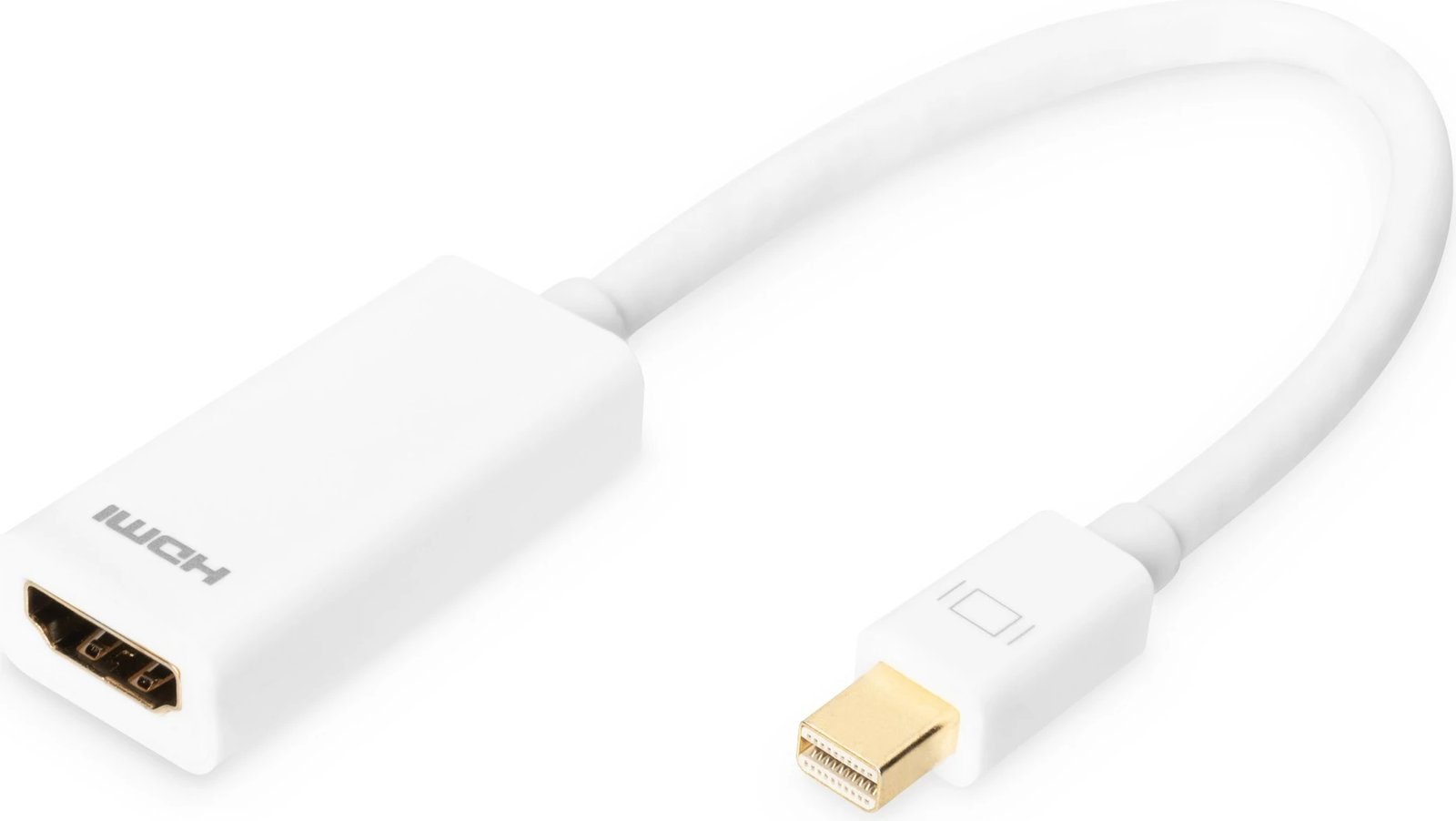 Adapter kabllo Digitus Mini DisplayPort në HDMI, 0.15m, i bardhë Adapter kabllo Digitus Mini DisplayPort në HDMI, 0.15m, i bardhë