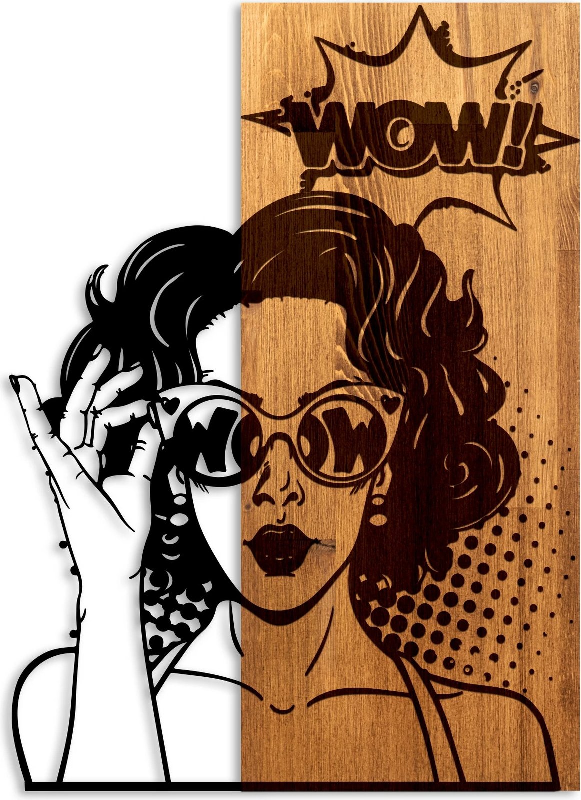 Aksesor dekorativ muri prej druri, Wallity, Wow
