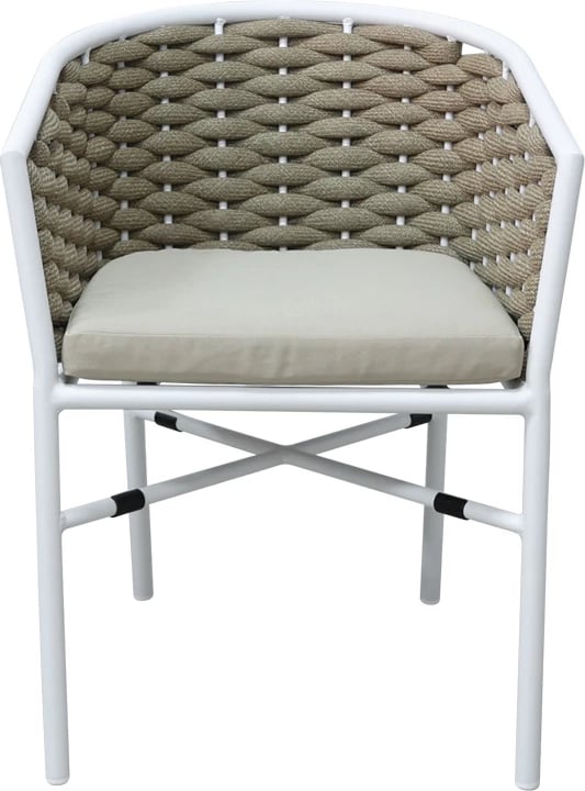 Karrige alumini Noevo e grumbullueshme me kornizë të bardhë-litar natyral 57x62x77cm