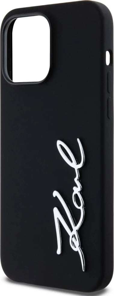 Mbështjellës Karl Lagerfeld Silicone Metal Script Logo për iPhone 14 Pro Max, i zi