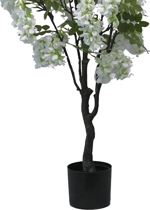 Bimë dekorative me lule fasule në vazo, Inart, e bardhë, pp, H125cm