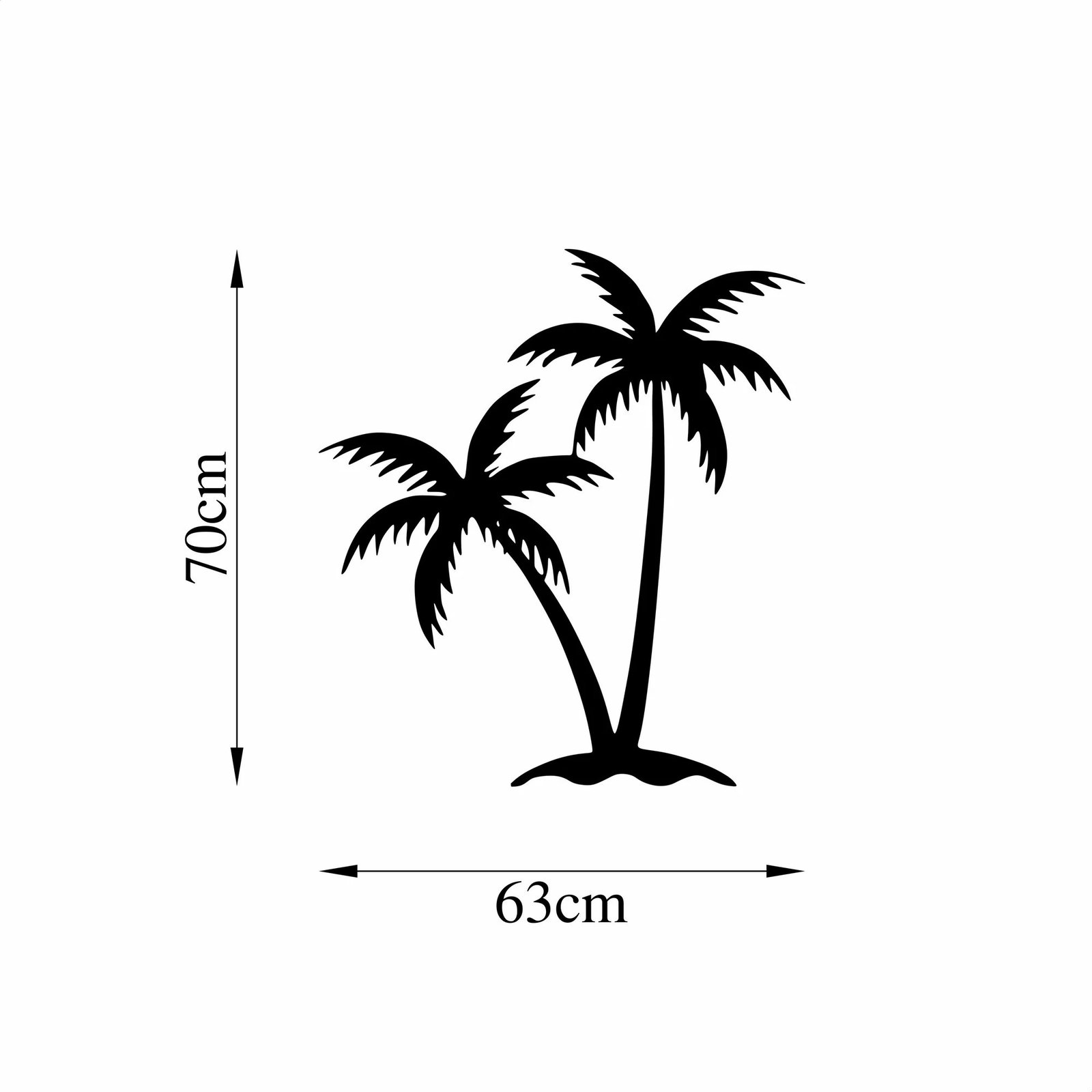 Aksesor dekorativ metalik për mur, Palm 2 - 436, ngjyrë e zezë, 63x70cm