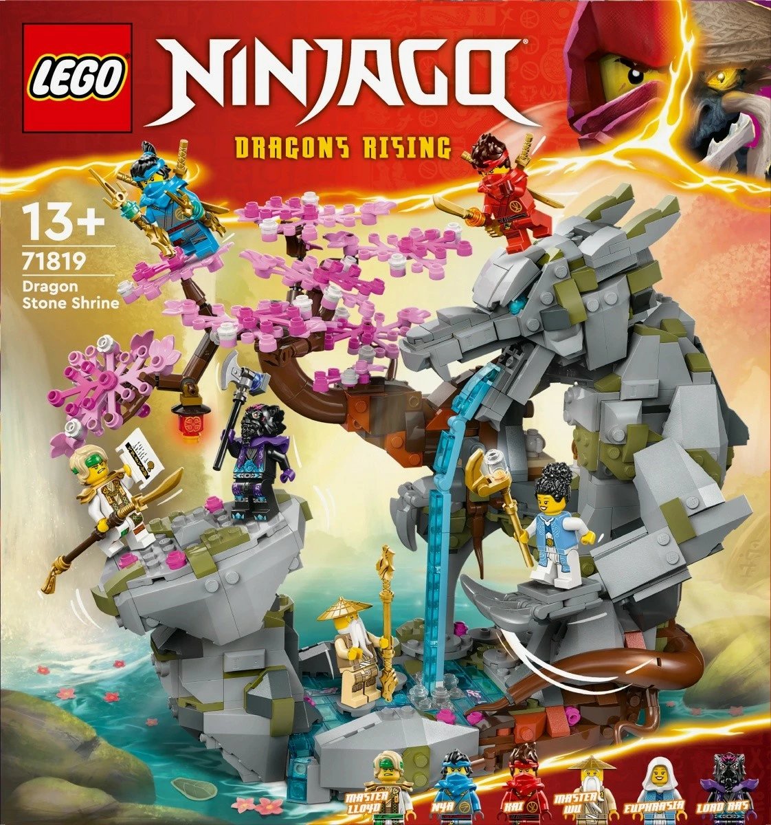 Set ndërtimi LEGO Ninjago Dragon Stone Temple 71819, 1212 pjesë, me 6 minifigura