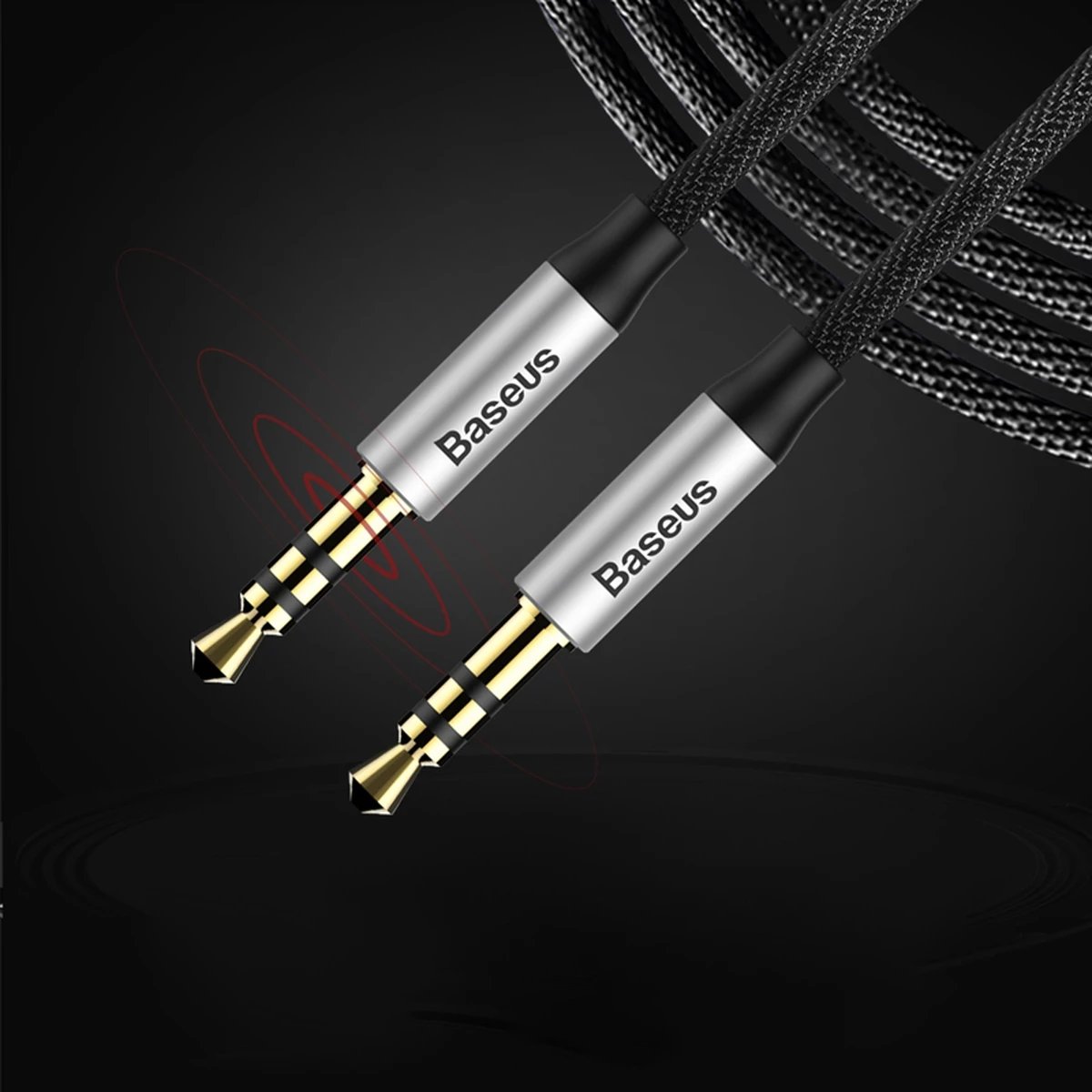 Kabllo audio AUX Baseus Yiven M30, 1m, mini jack 3.5mm, argjendtë-e zezë Kabllo audio AUX Baseus Yiven M30, 1m, mini jack 3.5mm, argjendtë-e zezë