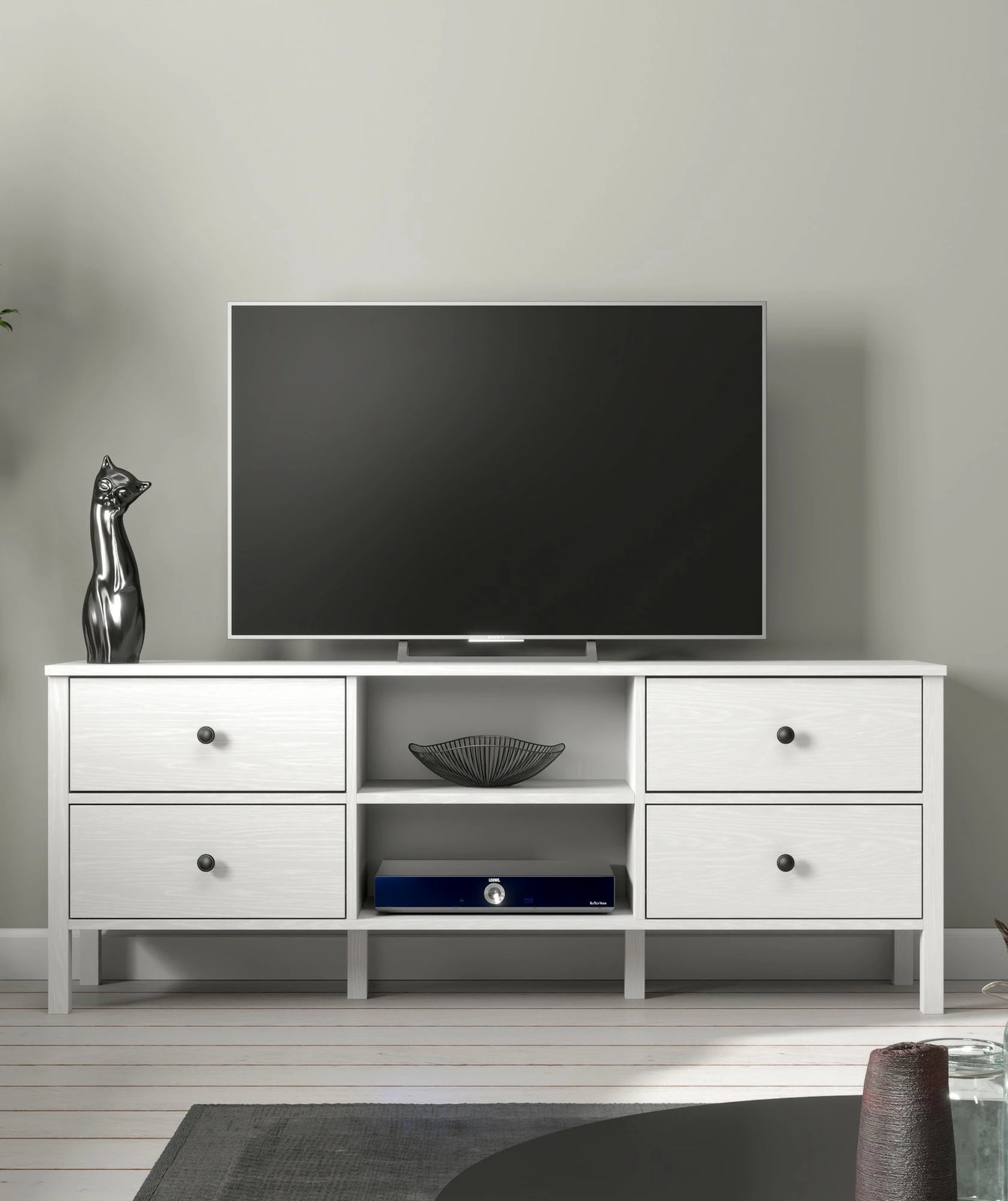 Komodë TV Hanah Home, FRN-20002, ngjyrë druri dhe e bardhë, 160x62x35cm