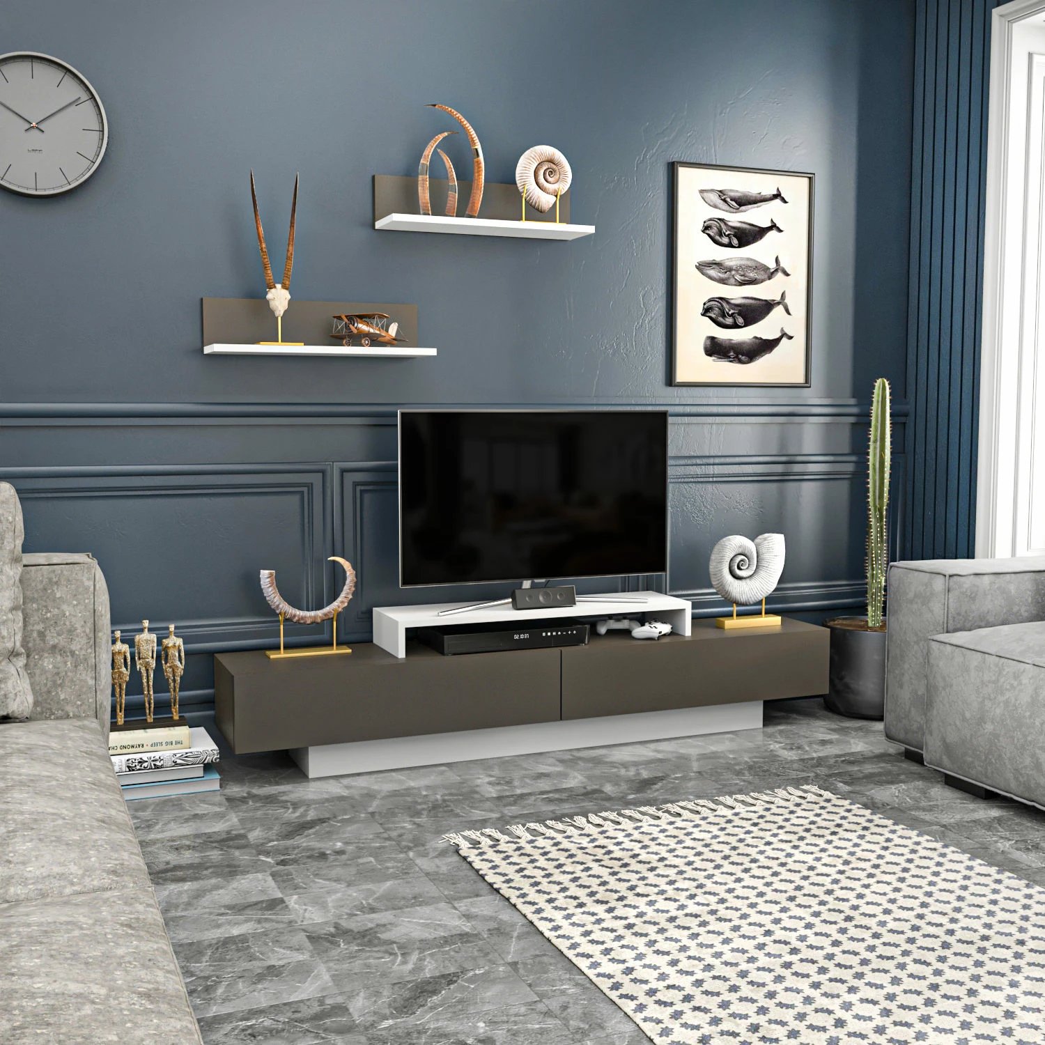 Njësi TV Skye Decor, Lusi, e bardhë dhe kafe