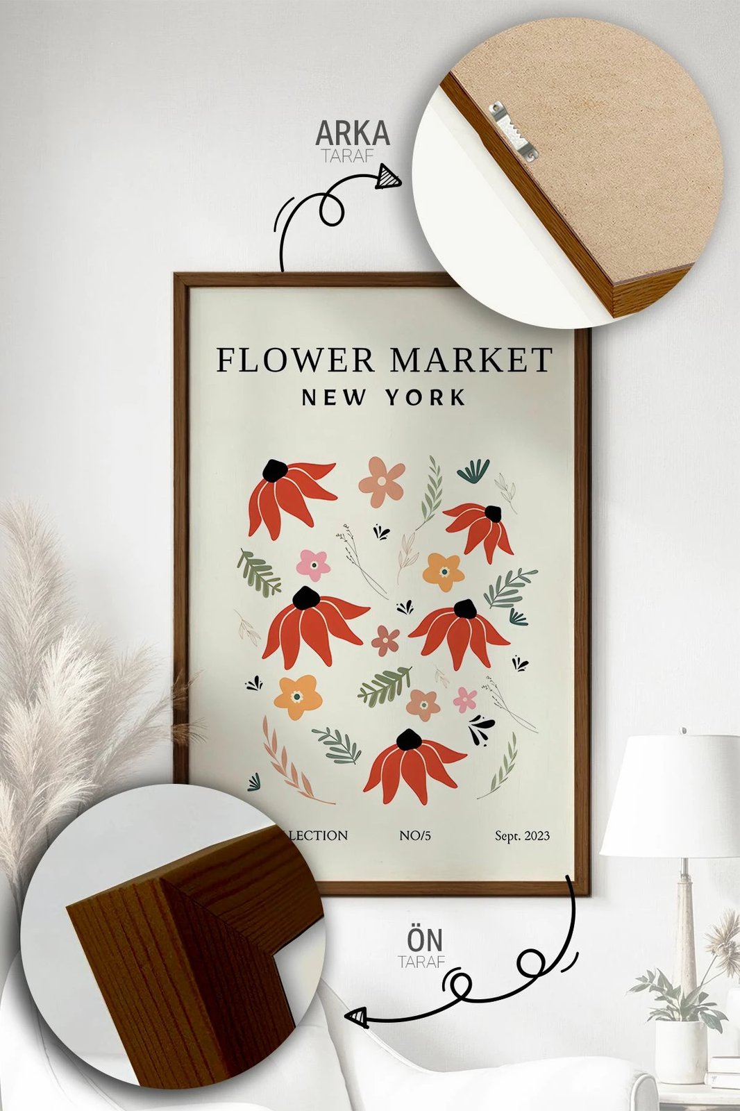 Pikturë dekorative me kornizë (3 copë), Wallity, Artvmodel20-Kahve