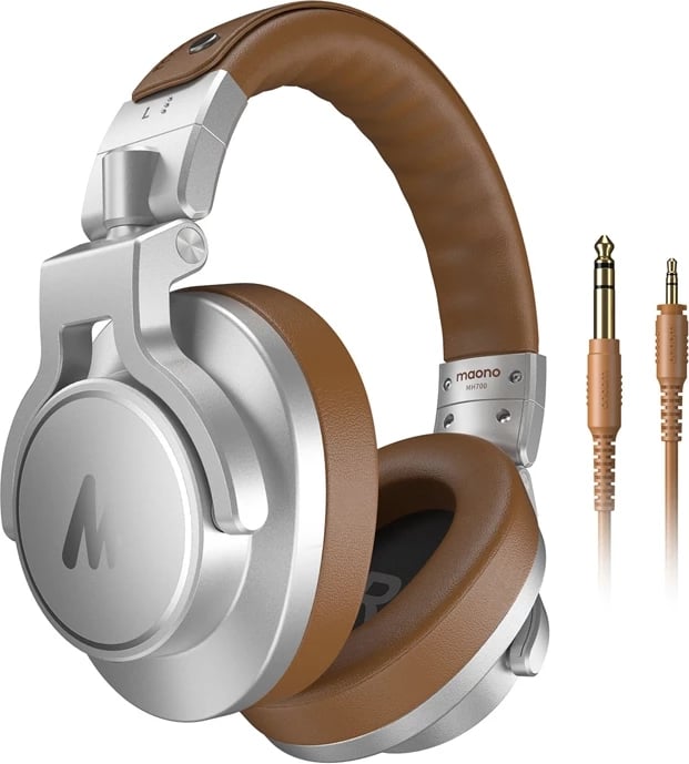 Kufje studio Maono MH700 me tel, on-ear, argjendi