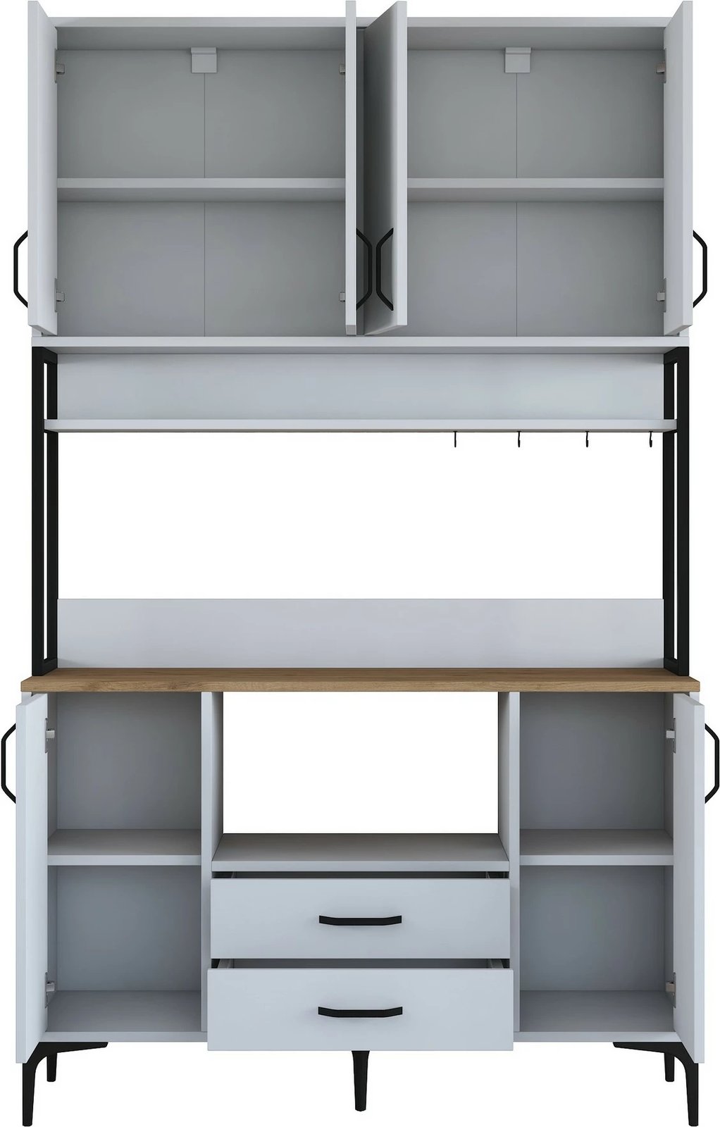 Dollap multifunksional Hanah Home, JE169 - 3260, ngjyrë e bardhë dhe arre