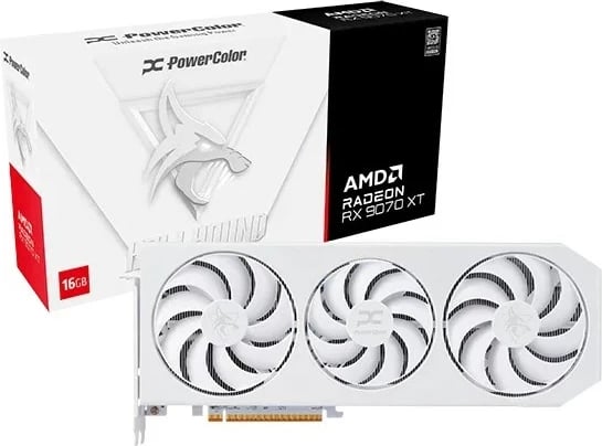 Kartelë grafike PowerColor Hellhound Radeon RX 9070 XT, 16 GB GDDR6, Bardhë