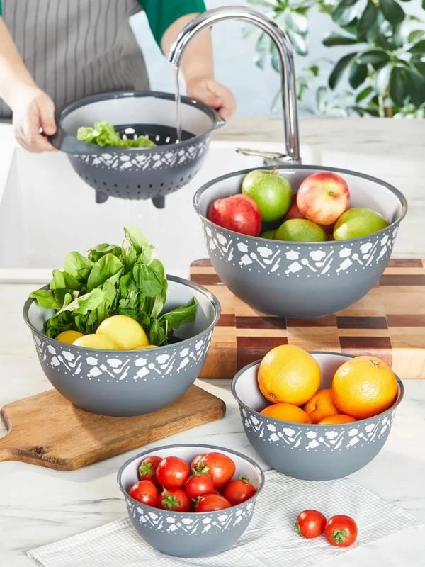 Set enësh përziersesh me kullesë, ngjyrë gri, Hermia, PZR-022, 5 copë