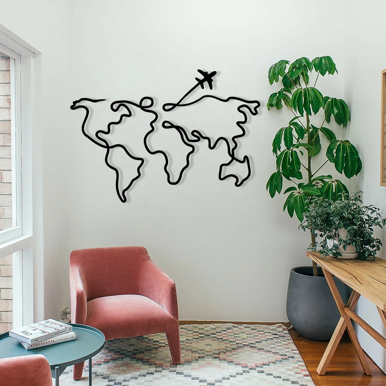 Aksesor dekorativ metalik për mur, Wallity Mozzafiato, ngjyrë e zezë, 60x42cm