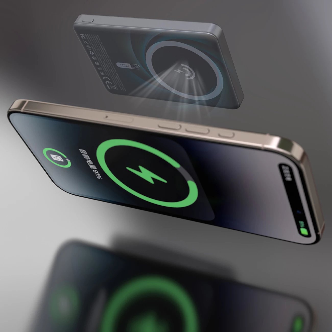 Powerbank Dudao K28, 10000mAh, MagSafe, kasë metalike, ring stand, Gri