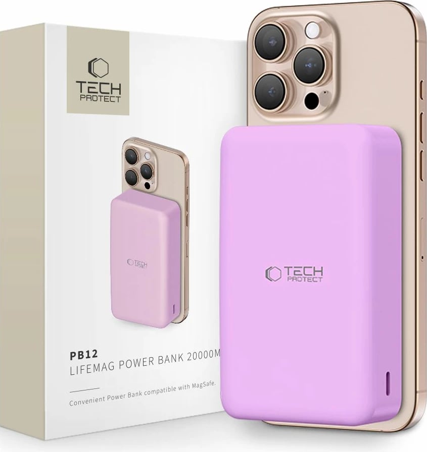Powerbank Tech-Protect PB12 LifeMag 20000mAh, MagSafe, vjollcë