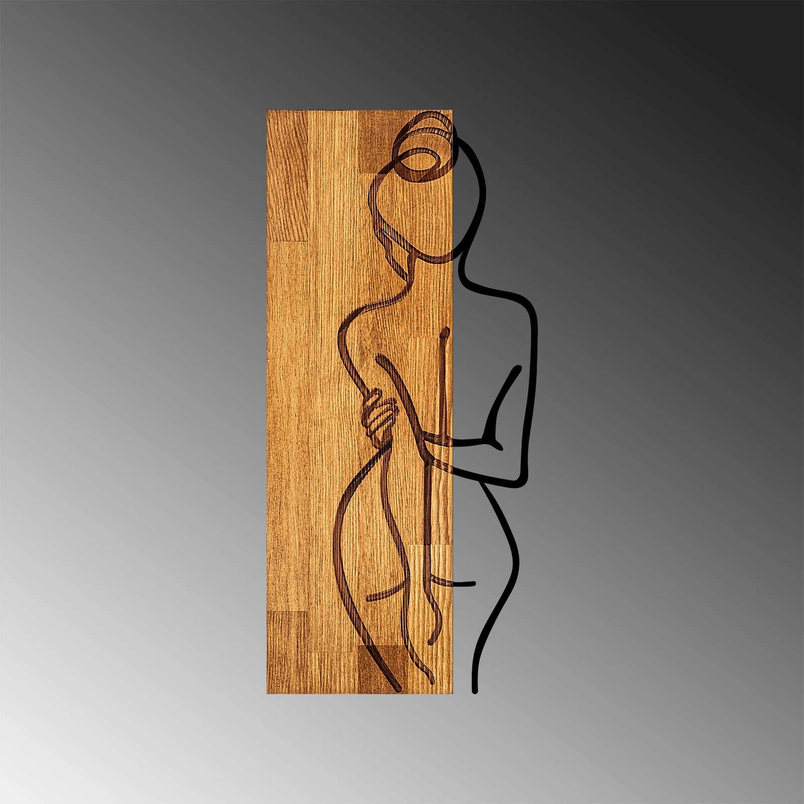 Aksesor dekorativ muri prej druri, Wallity, MA-294, ngjyrë arre dhe e zezë, 27x58cm