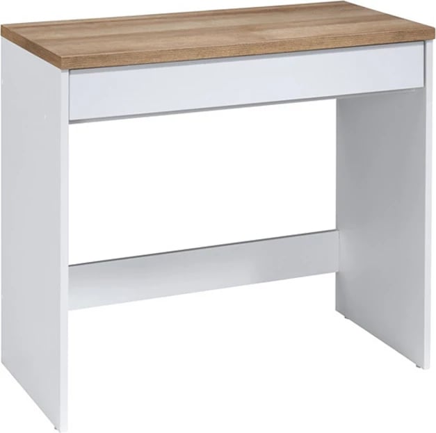 Tavolinë pune Practico, një sirtar, e bardhë/natyrale, 80x40x76cm