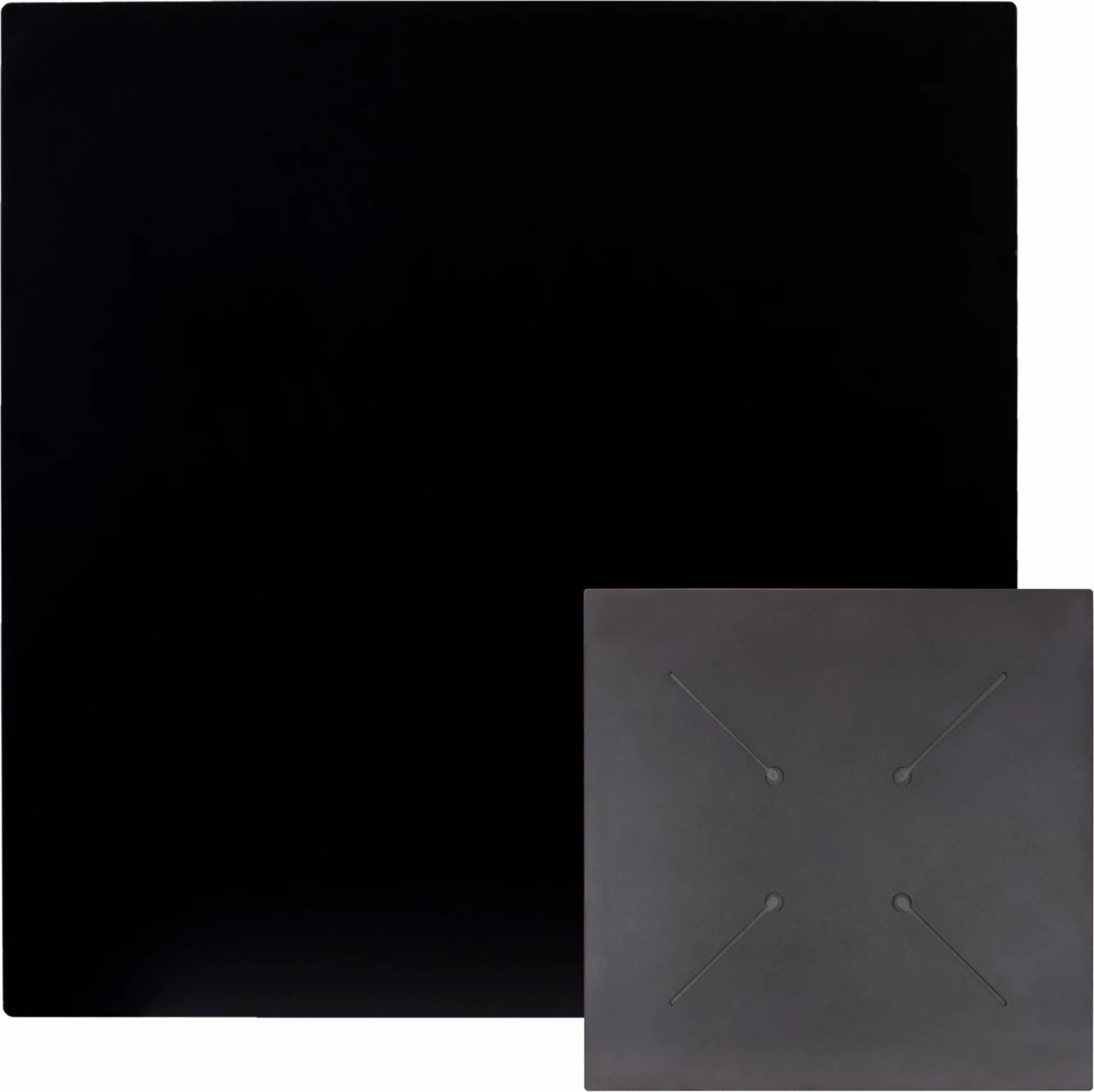 Sipërfaqe tavoline katrore HPL, ngjyrë e zezë, 60x60cm, set prej 2 copash