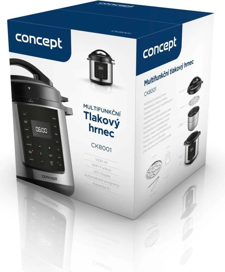 Multicooker Concept CK8001, 5.6L, inox/zi, me Wi-Fi dhe aksesorë