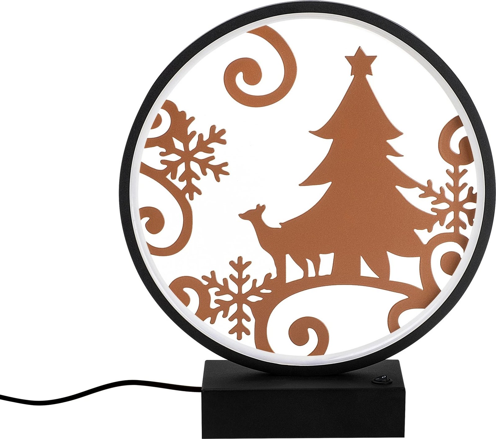 Llambë tavoline dekorative, Opviq, XMAS3, ngjyrë e zezë dhe bakri