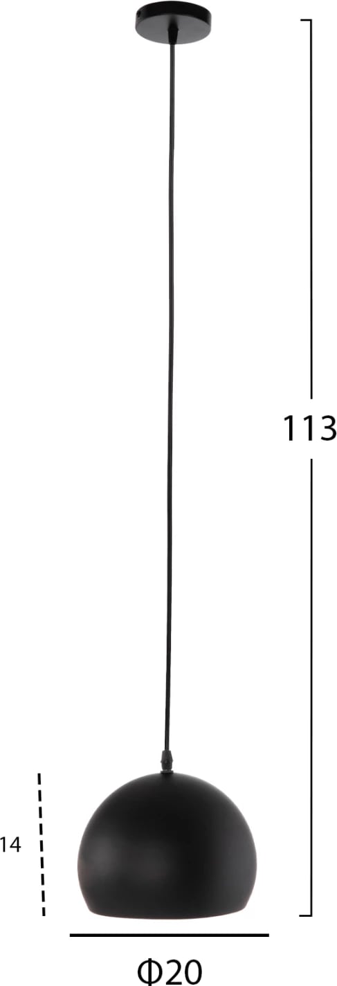 Llambë varëse tavani, alumini sferik, FH4154, Φ20x113H cm, e zezë Llambë varëse tavani, alumini sferik, FH4154, Φ20x113H cm, e zezë