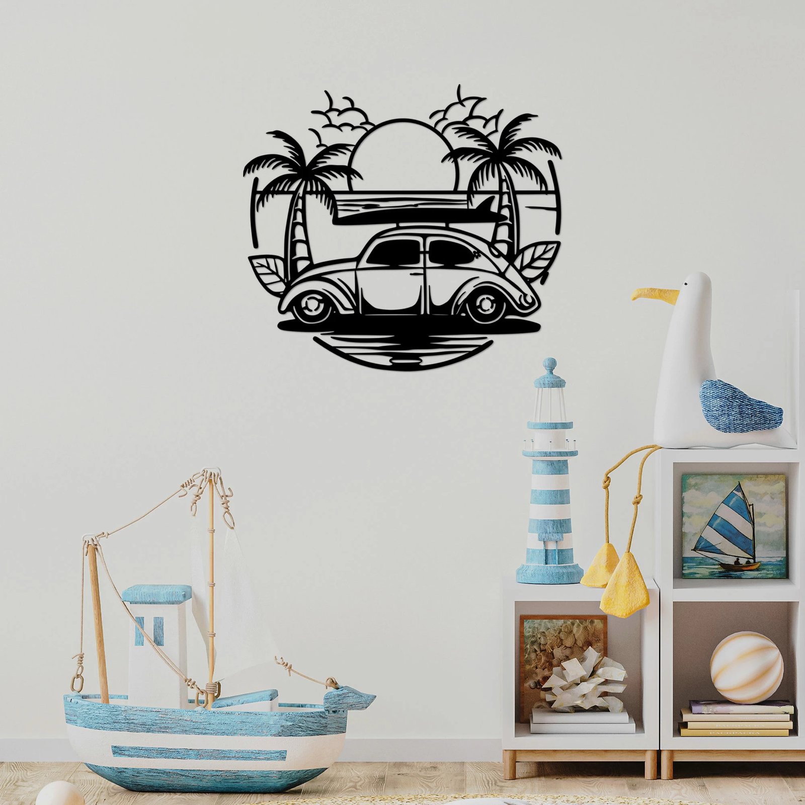 Aksesor dekorativ metalik për mur, Wallity, Sea Sand Vosvos - 520, ngjyrë e zezë, 63x70cm