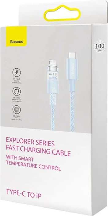 Kabllo karikimi i shpejtë Baseus Explorer Series, USB-C në Lightning, 1m, 20W, Blu