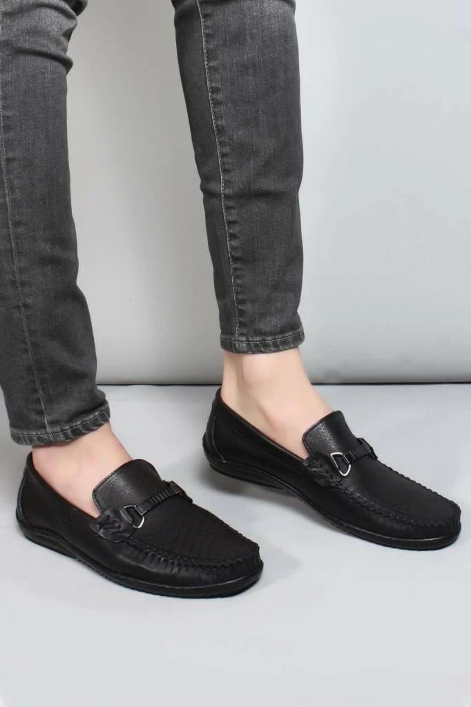 Këpucë për meshkuj prej lëkure Fast Step 858MA351, të zeza
