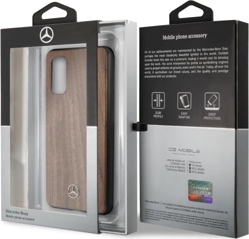 Mbështjellës Mercedes Wood Line Walnut për Samsung Galaxy S20 G980, kafe