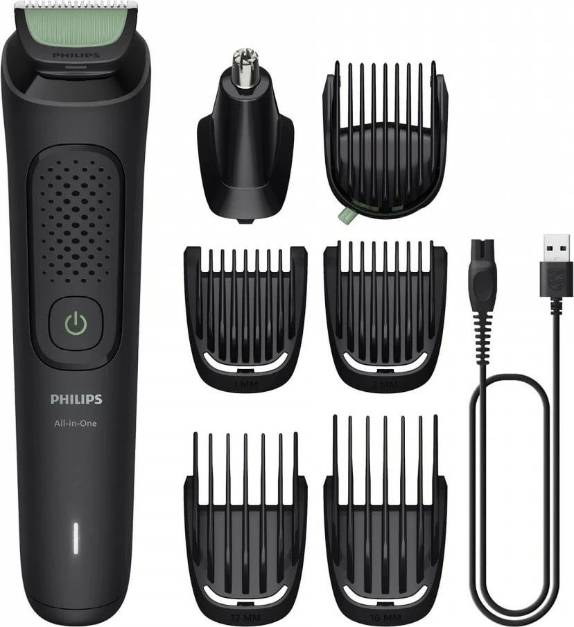 Trimer multifunksional, Philips, MG3930/15, 7-në-1, bateri 60 min, tehe çelik inox vetë-mprehës, përdorim i thatë, e zezë