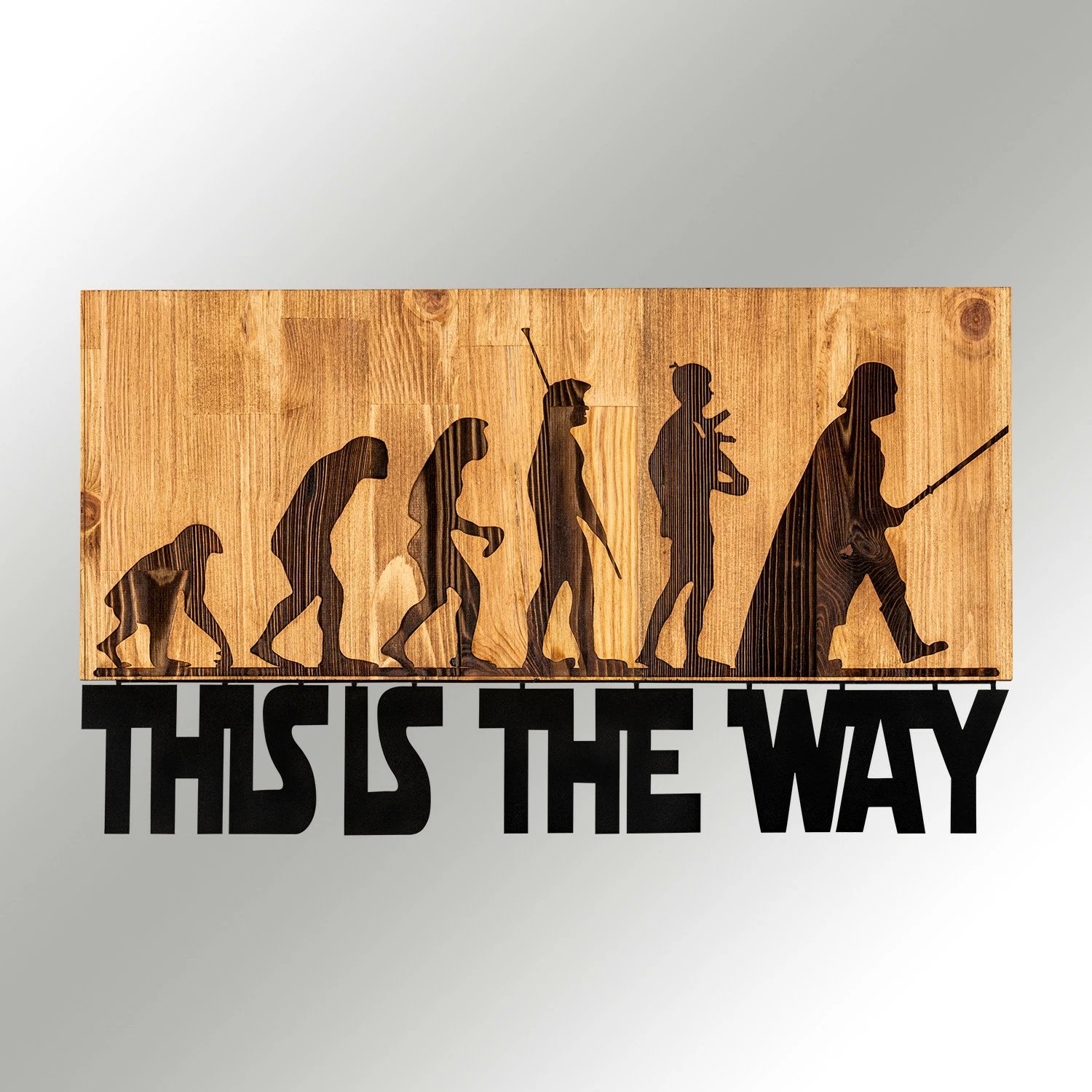 Aksesor dekorativ prej druri për mur, Wallity Evrim, ngjyrë e zezë dhe arre, 58x37cm