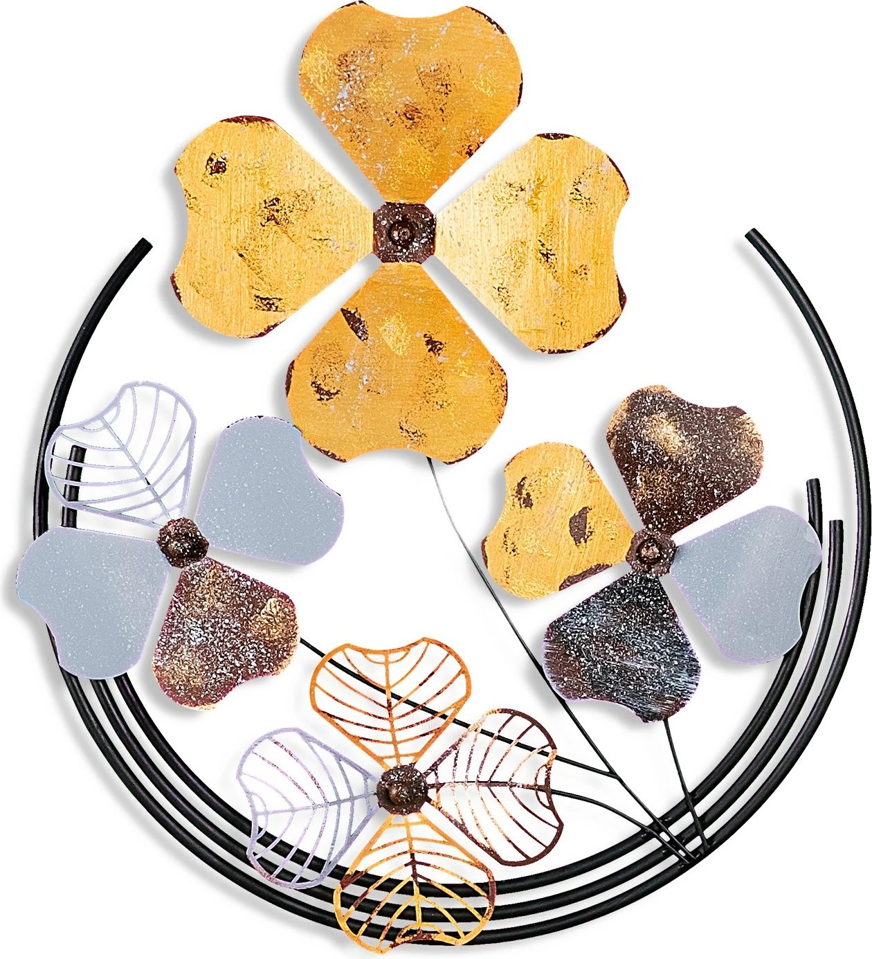 Aksesor dekorativ metalik për mur, Wallity Shihezi 2, shumëngjyrësh, 50x50x4cm