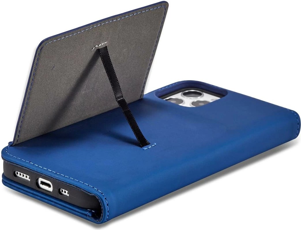 Mbështjellës Hurtel Magnet Card Case për iPhone 12 Pro Max, me kapak, portofol dhe mbajtëse, Blu