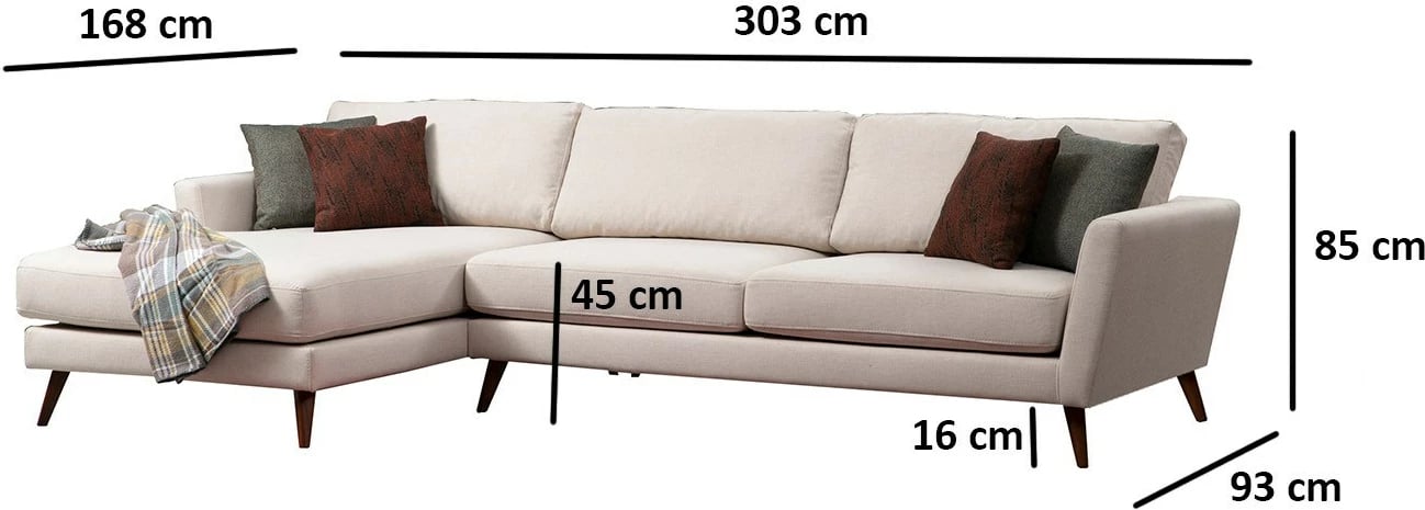 Kënd-sofë krevati Mayorka, kënd i madh majtas, bezhë