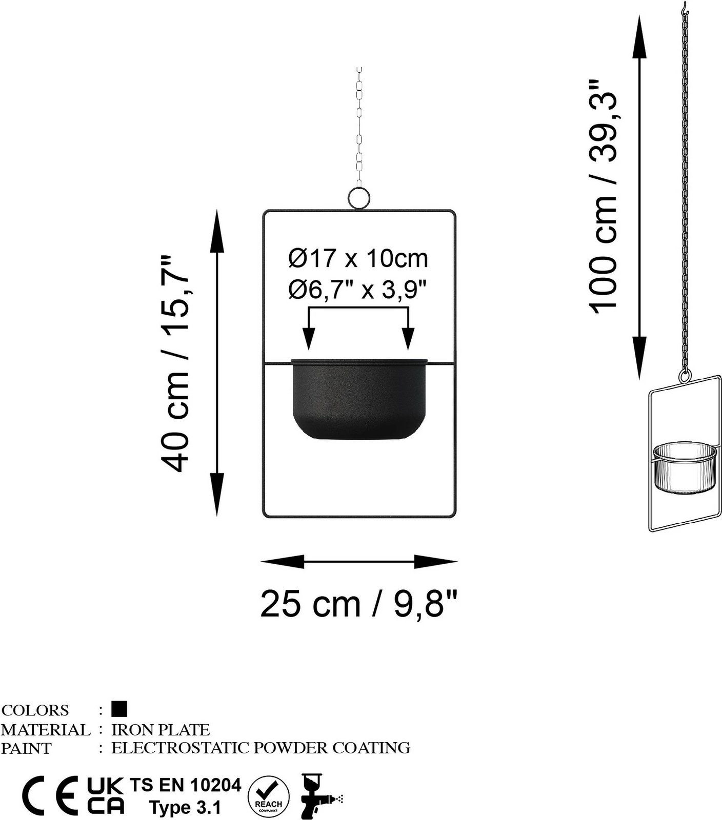 Vazo dekorative Aberto Design, parvaz, e zezë