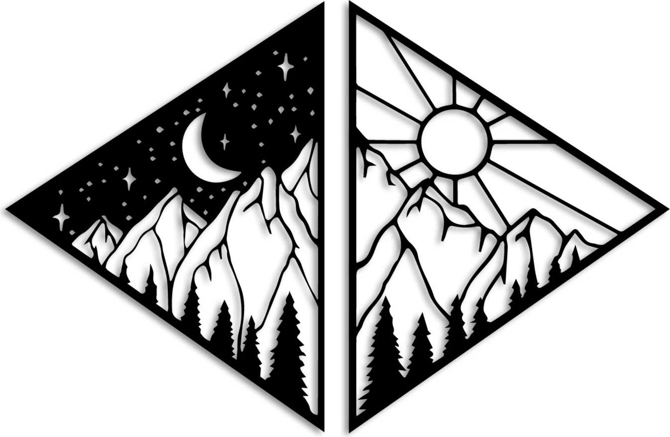 Aksesor metalik dekorativ për mur, Wallity, Day & Night