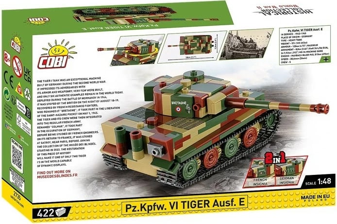 Set lodrash ndërtimi Cobi Klocki Pz.Kpfw. VI Tiger Ausf.E, 1:48, 422 pjesë, kamuflazh
