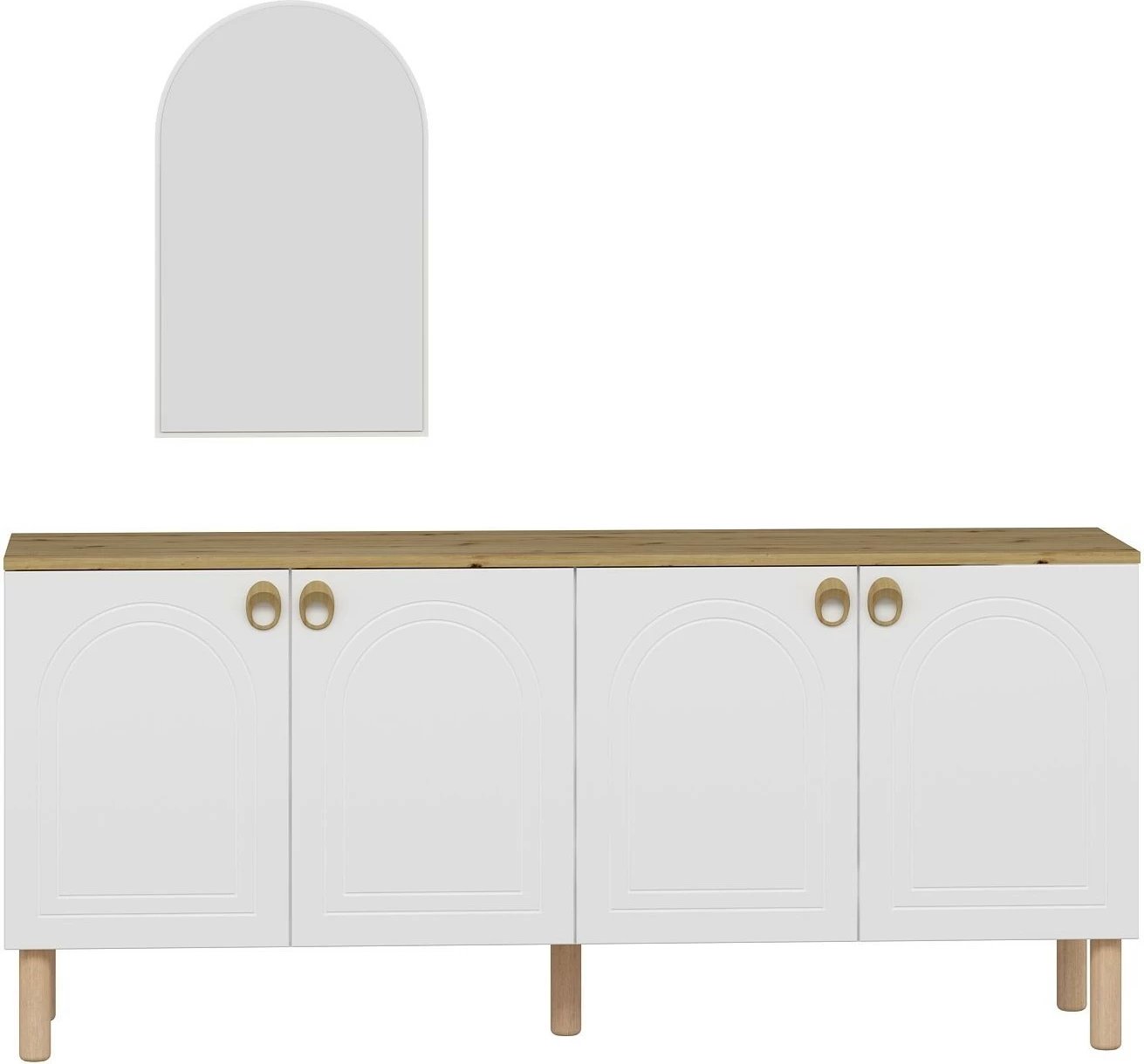 Konsol Skye Decor, pasqyrë Lotus, e bardhë