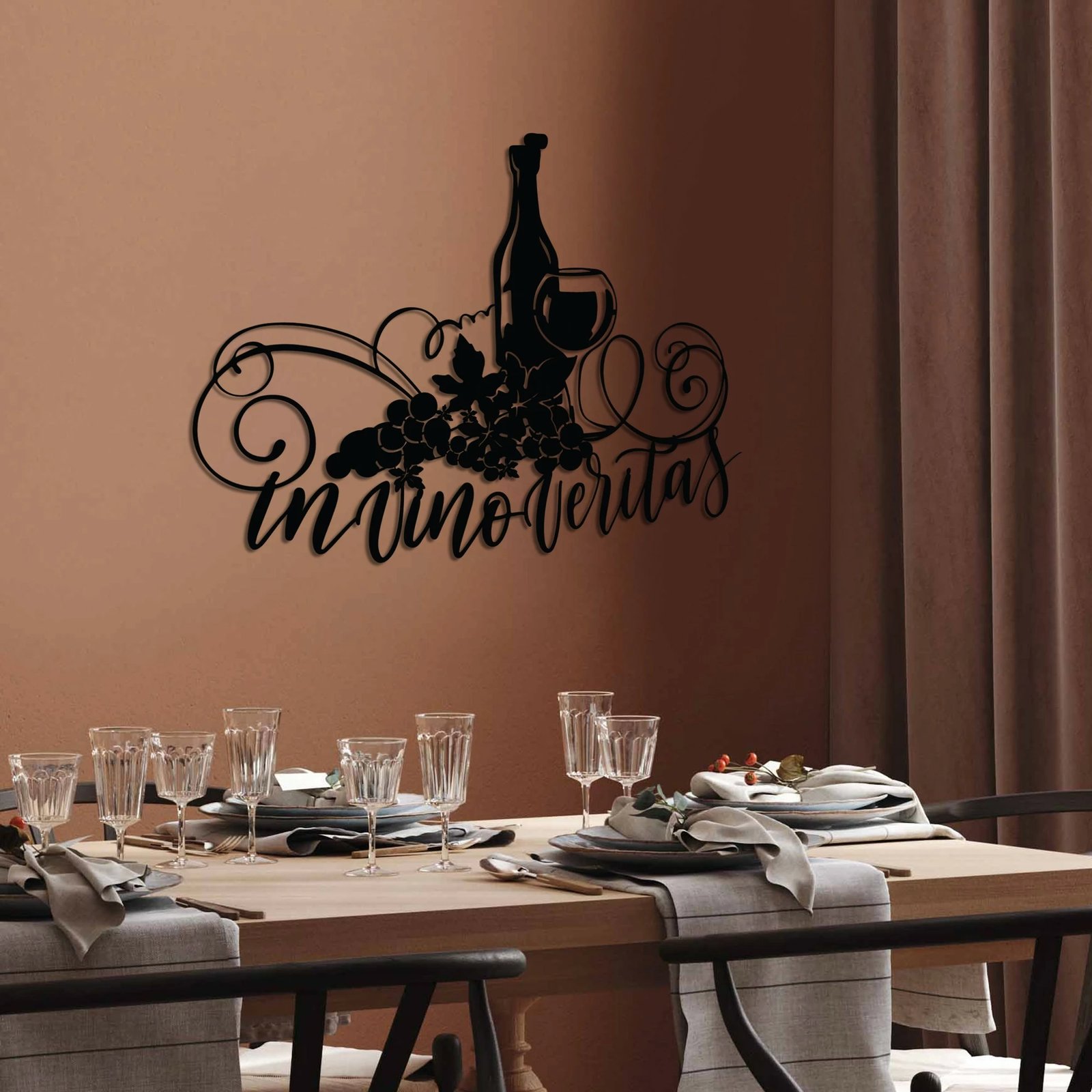 Aksesor dekorativ metalik për mur, Wallity Veritas 3, ngjyrë e zezë, 56x42cm