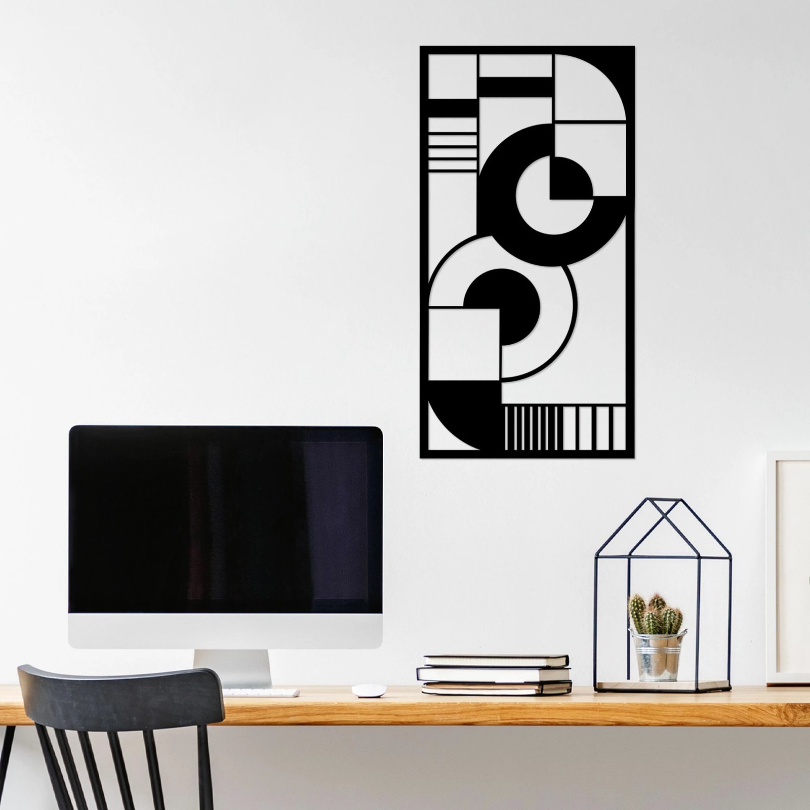 Aksesor dekorativ metalik për mur, Wallity, Hypnosis 2, ngjyrë e zezë, 37x71cm