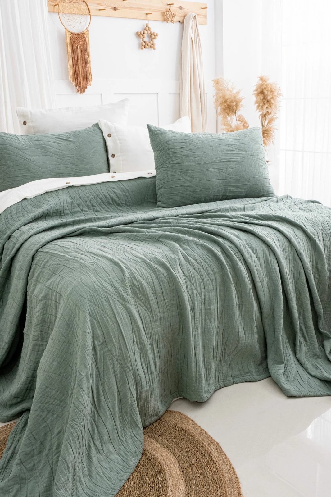 Set mbulesë krevati dopio, Janna, ngjyrë e gjelbër