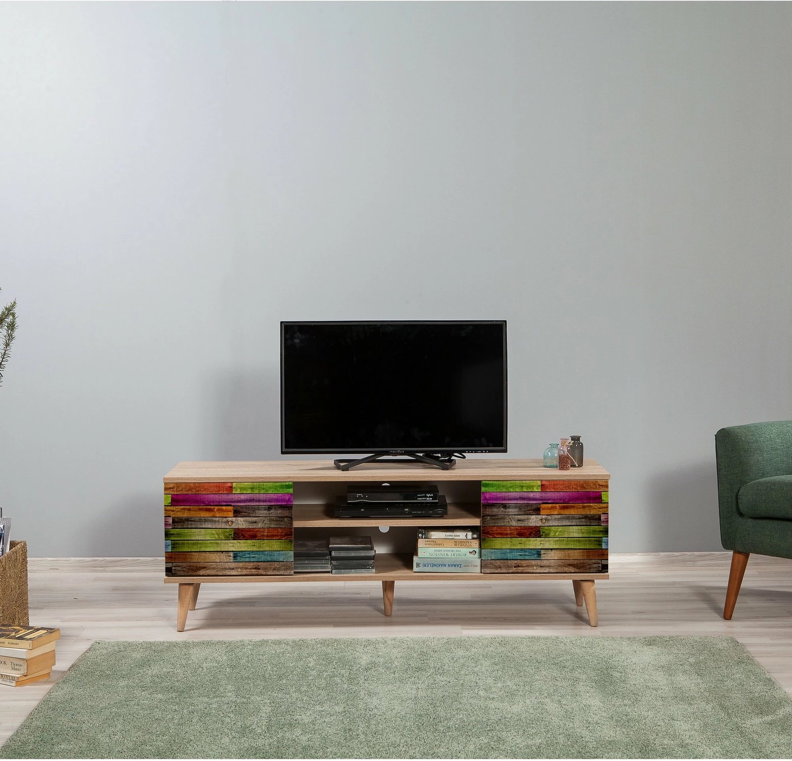 Komodë TV Truva, ngjyrë lisi Sonoma, 140x50x40cm