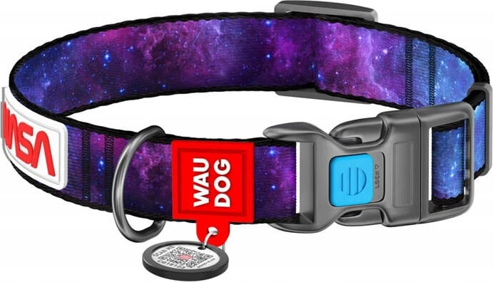 Jakë qeni Waudog NASA21, najlon, QR kod, M, 28-40 cm, 20 mm, shumëngjyrëshe