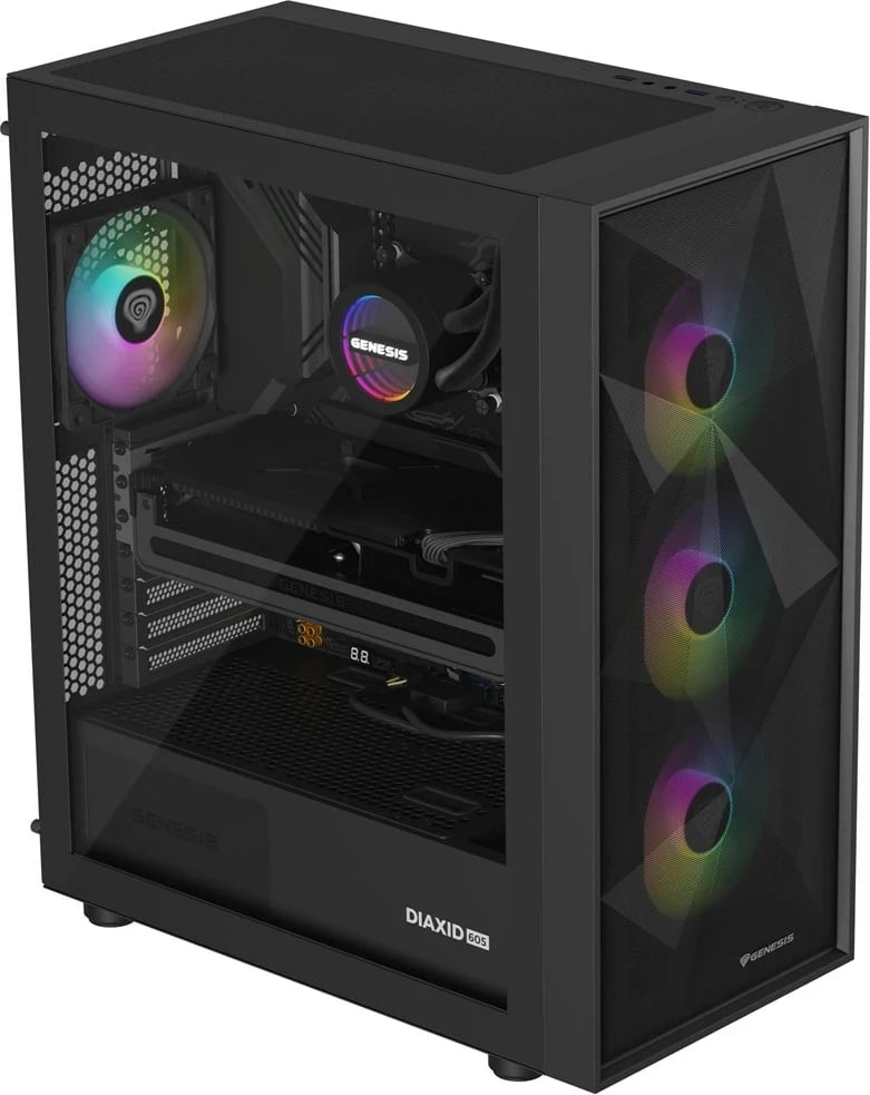 Sistem ftohës me lëng për kasë kompjuteri GENESIS NLG-2321, 3 ventilatorë, RGB, i zi