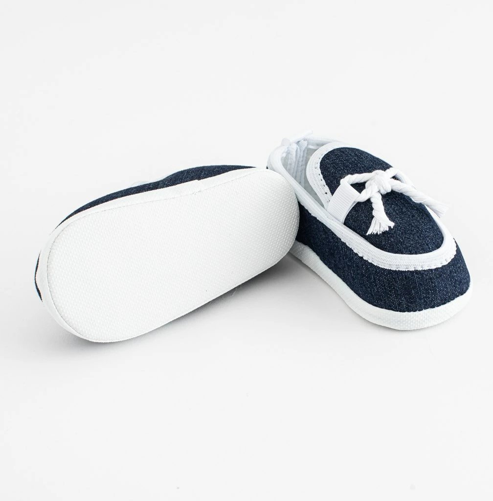 papuçe bebe mocasin, New Baby, 12–18 m, taban sintetik i hollë PVC pa BPA, brendëse e gjerë, blu e errët