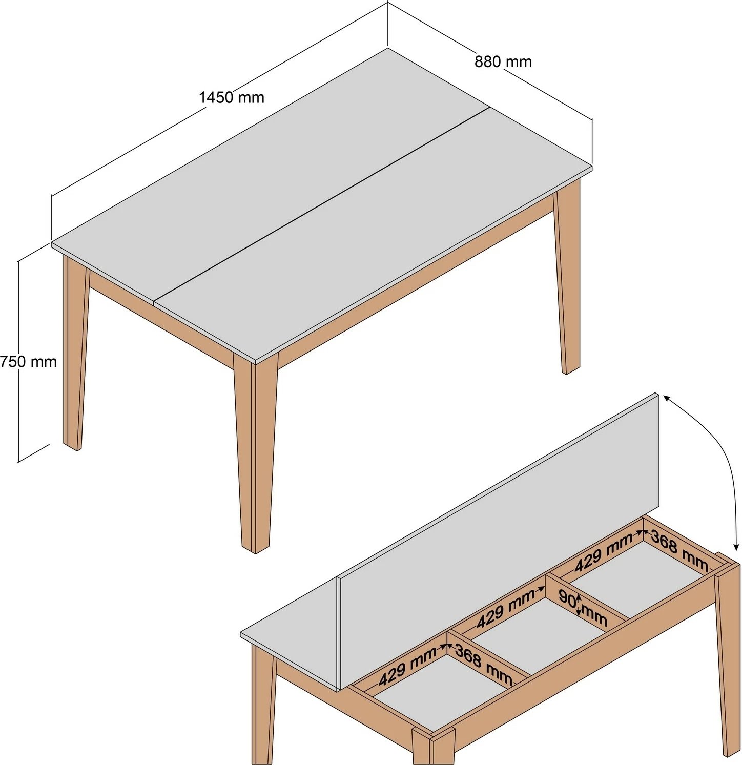 Tavolinë ngrënieje Hanah Home, Milan 516, ngjyrë arre