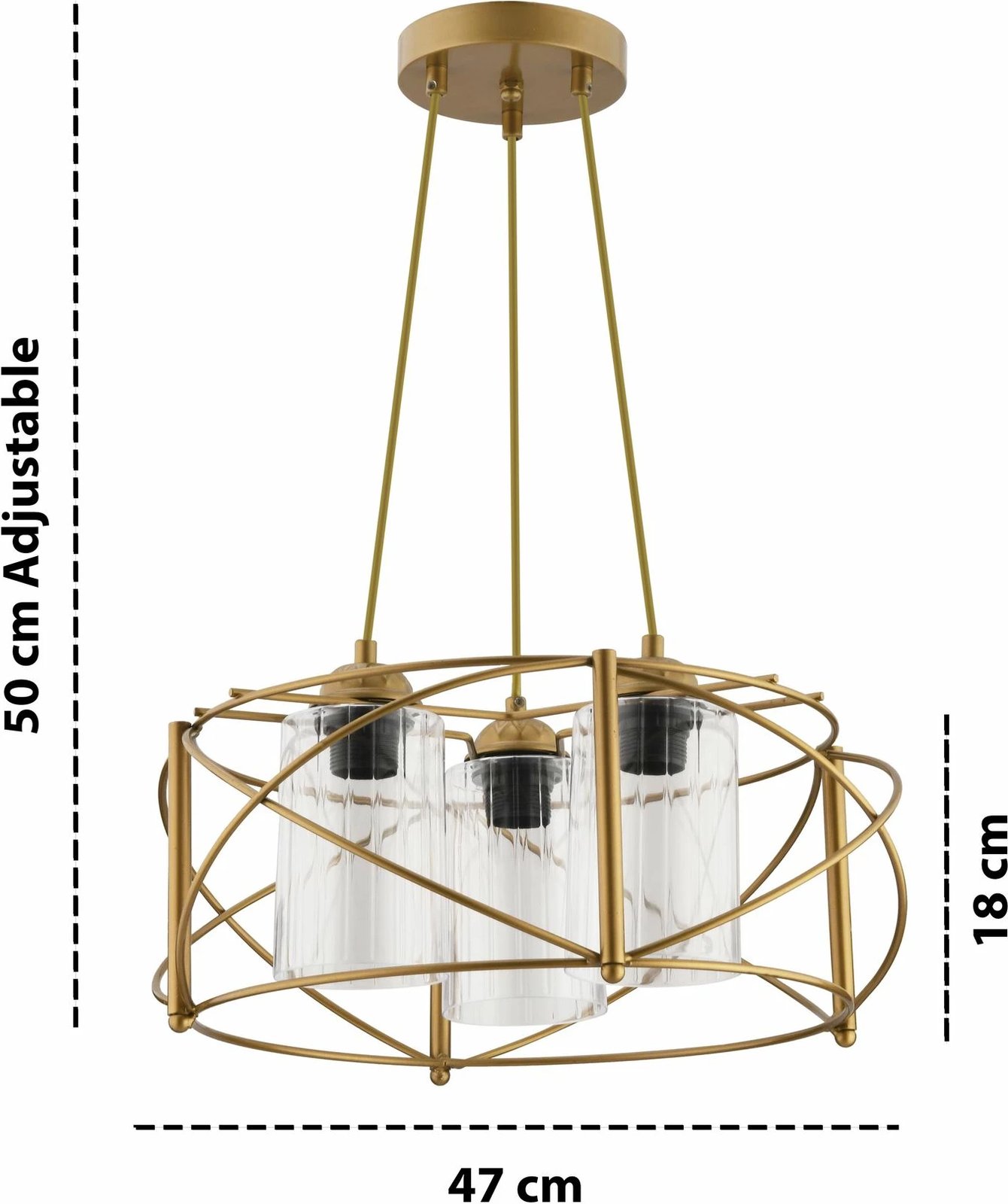 Llambë tavani Opviq, xham Dratkruh, ngjyrë ari, transparente