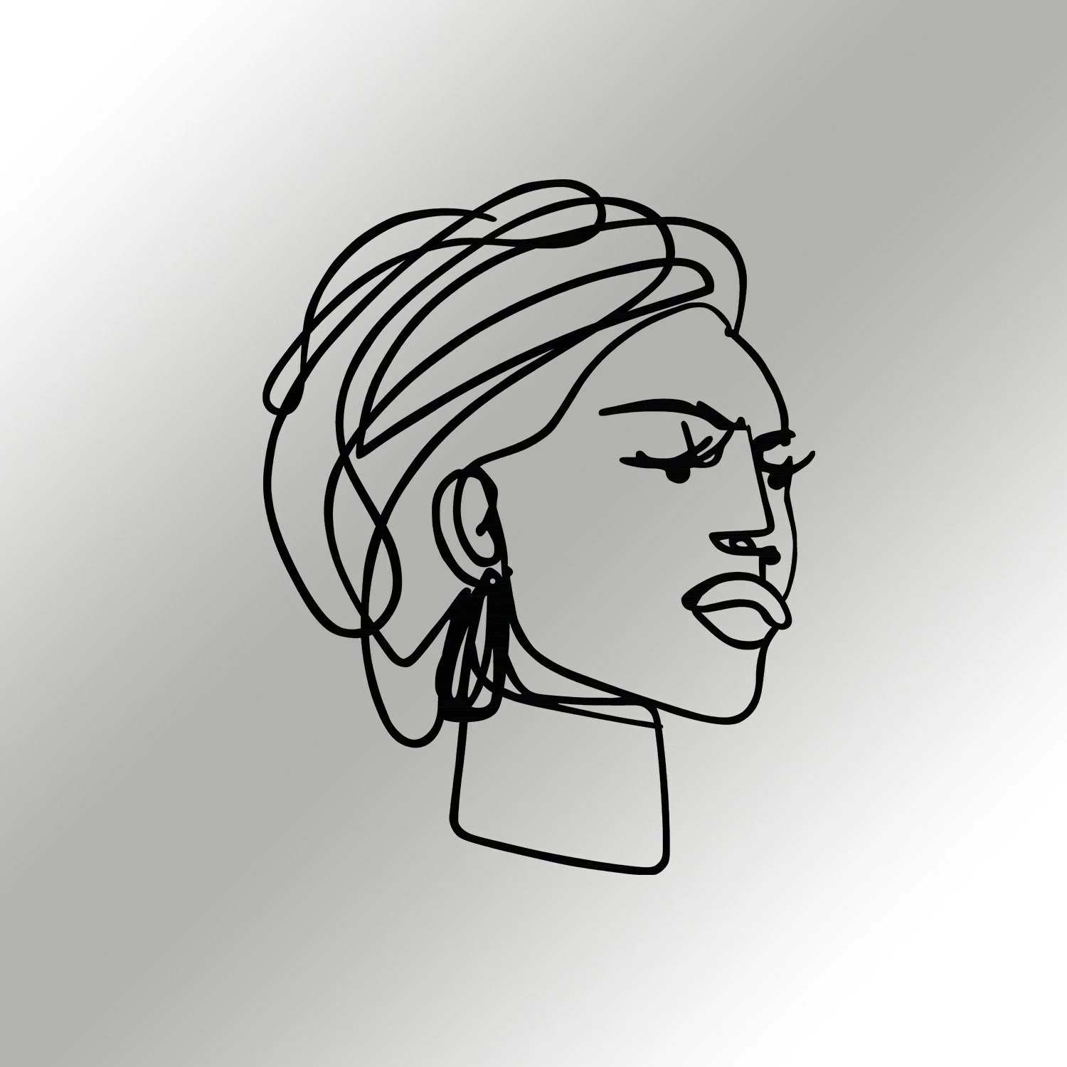 Aksesor dekorativ metalik për mur, Wallity Afro, ngjyrë e zezë, 52.5x66cm