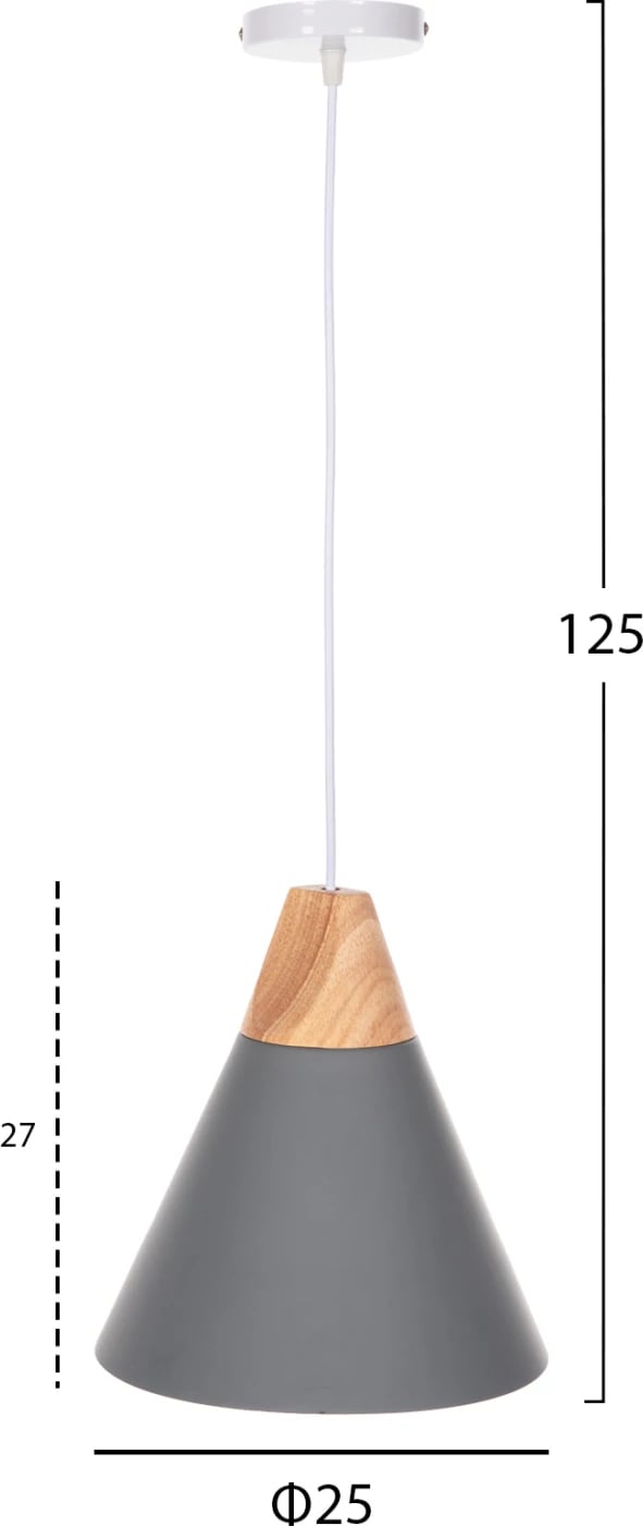 Llambë varëse tavani, kapak metali gri, FH4145, Φ25x125H cm Llambë varëse tavani, kapak metali gri, FH4145, Φ25x125H cm