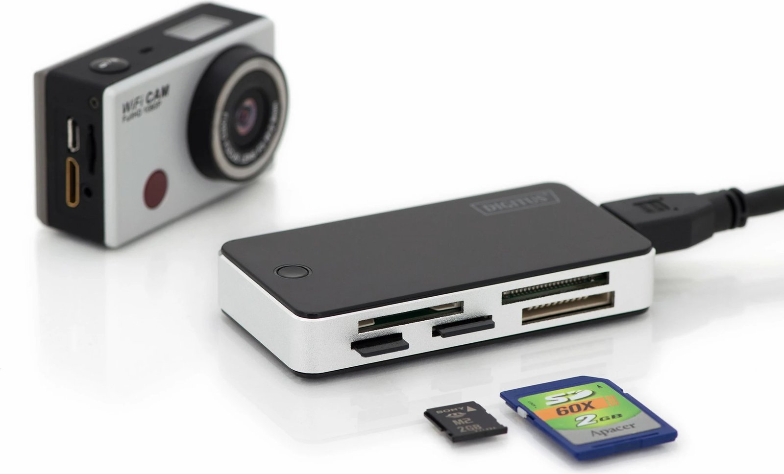 Lexues kartelash Digitus All-in-one, USB 3.2 Gen 1, 1m, zi/bardhë